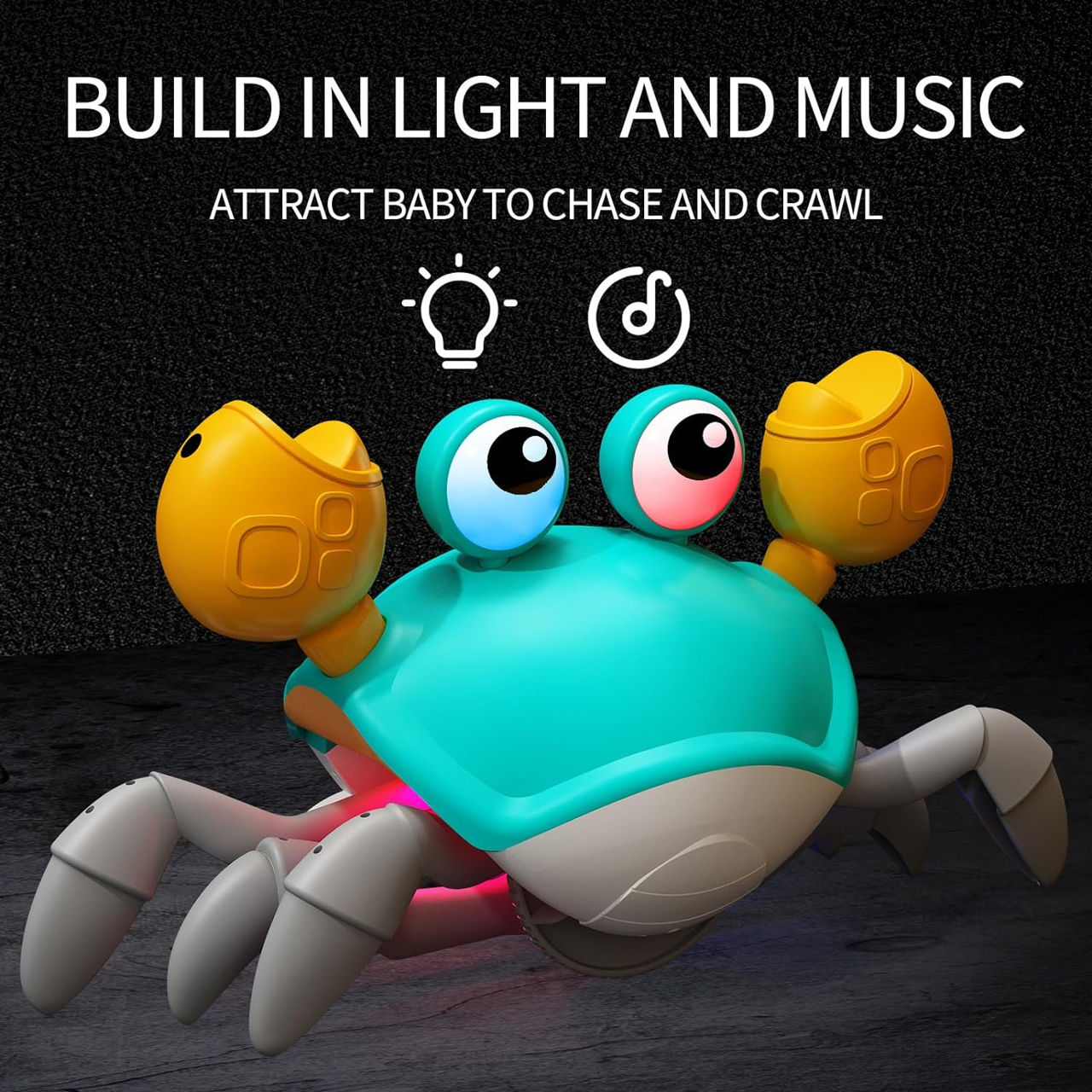 Jucarie interactiva pentru copii, crab mergator cu lumini/ Интерактивная музыкальная игрушка краб foto 5