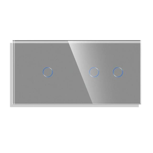 Intrerupator SUR 1 clapa + 2 clape, 1 way/fara neutral 300w/86x157mm/ Articol SCR1201L-GY foto 1