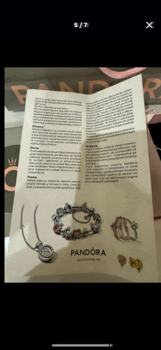 Brățară Pandora originala cu 2 charmuri de argint 925 /браслет Пандора с 2 подвесками foto 4