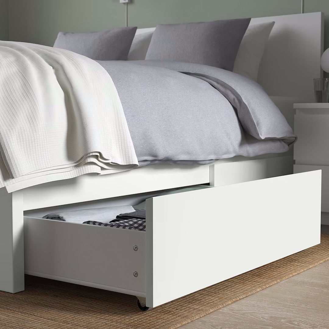 Pat Ikea Malm/Luroy cu cutii de depozitare 180x200 foto 1