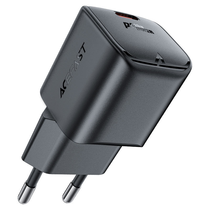 Încărcător AceFast A73 mini PD20W GaN USB-C, negru (UE) foto 0