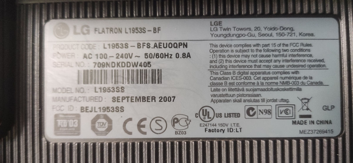 Монитор LG Flatron L1953S foto 1