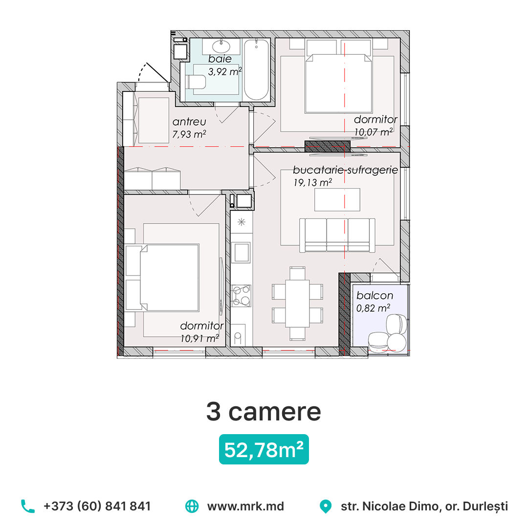 Apartament cu 3 camere,  Durlești,  Chișinău,  Chișinău mun. foto 4