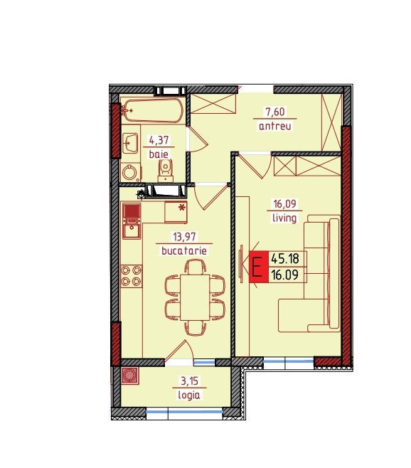 Apartament cu 1 cameră, Centru, Ghidighici, Chișinău mun.
