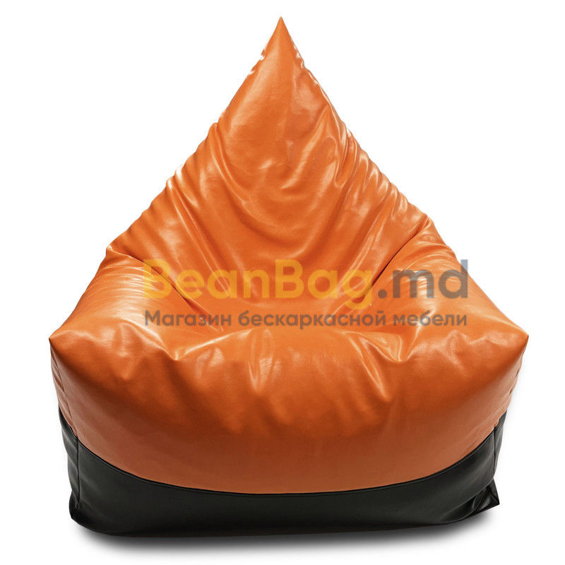 BeanBag Piramida XL din Ecopiele culoare Oranj foto 2