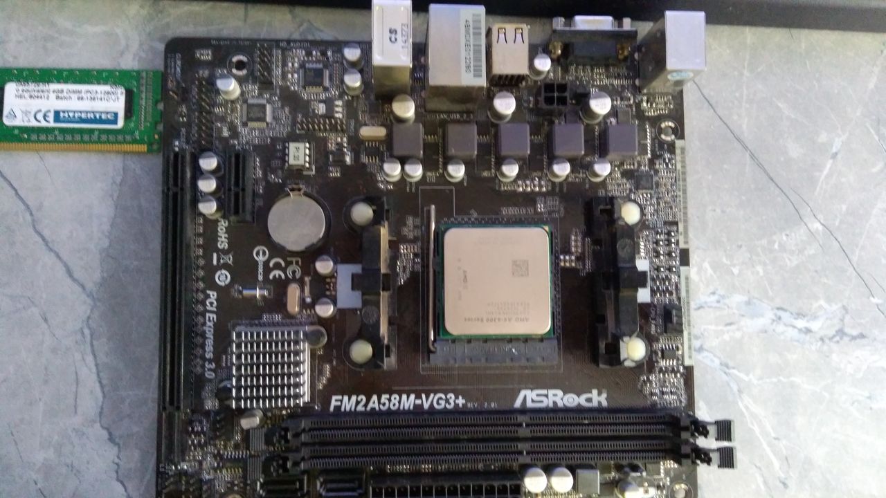 FM2A58M-VG3+ R2.0 + Процессор AMD A4-6300 + ddr3 1600 2*2GB или ddr3