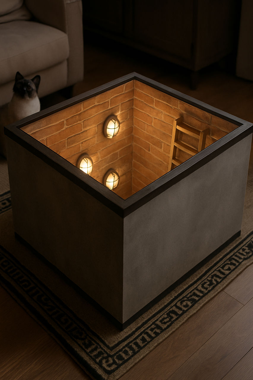 Кофейный столик с бесконечным дном — LED Infinity Mirror, арт-дизайн ручной работы фото 0