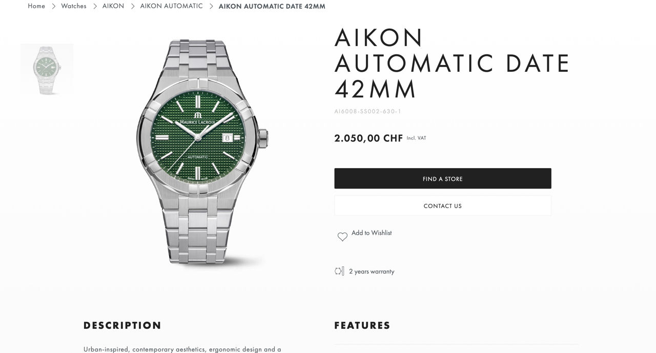 Maurice Lacroix Aikon 42mm Green Automatic Mechanical Date Watch Часы Ceas RRP 2050 Euro фото 1