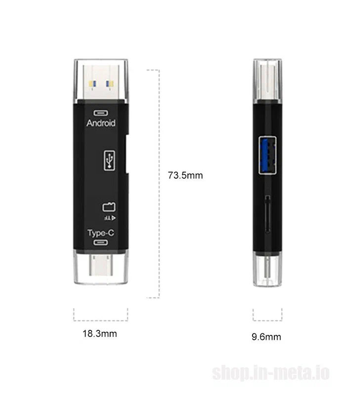 Card Reader 5 in 1 USB 3.0 USB-C, USB, Micro USB, SD, TF Memory Card Reader OTG Adapter. OTG Адаптер фото 3