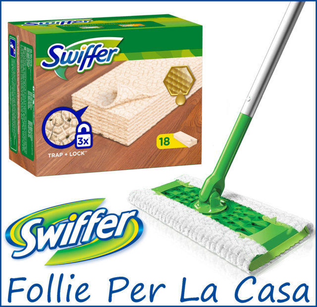 Swiffer Trap & Lock 1 Mop trusa de baza cu mop uscat/umed, 8 Rezerve lavete  uscate + 3 umede