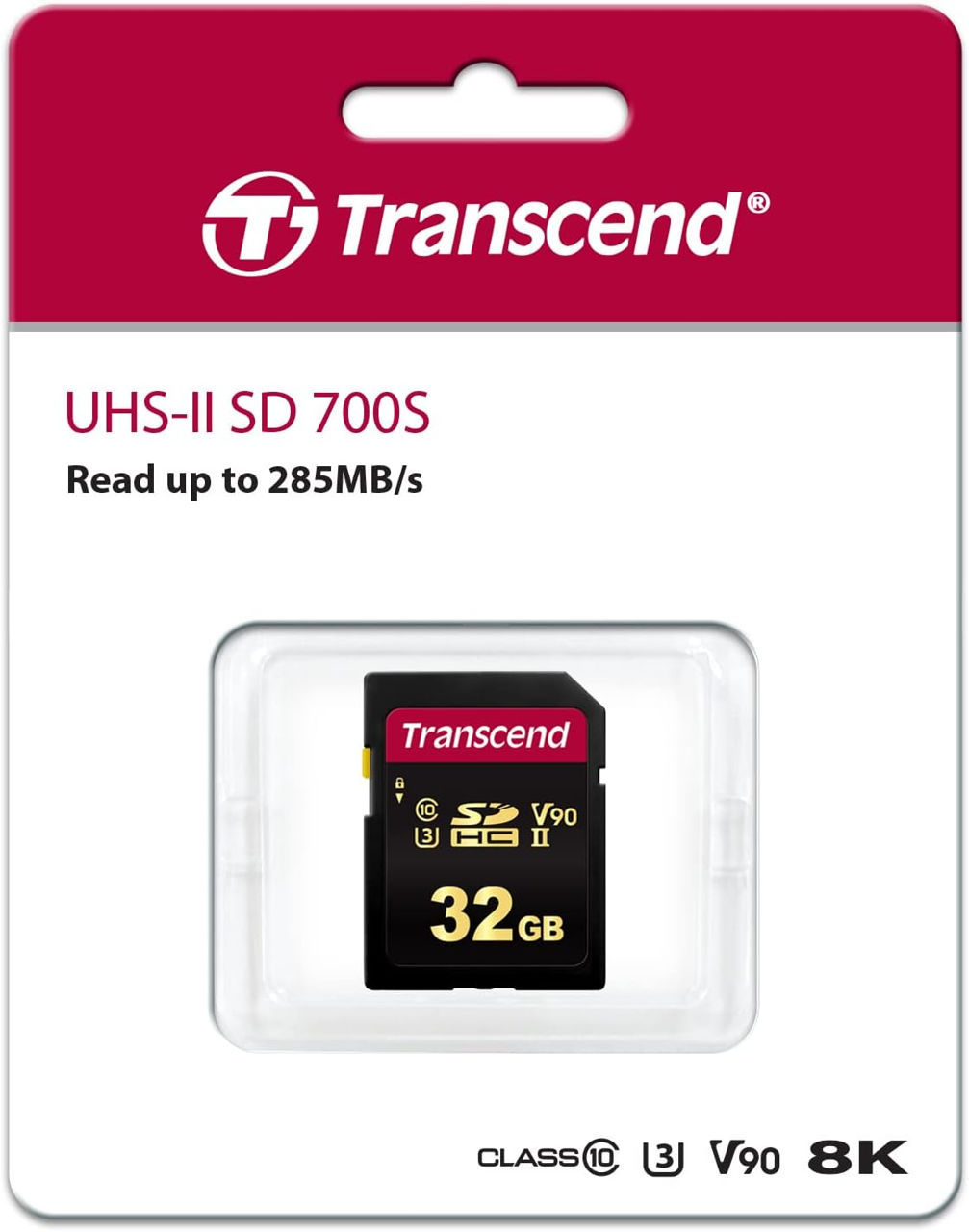 Transcend TS32GSDC700S Ultra High Speed R/W 285/180MB/s 8K 32Gb SDHC ...