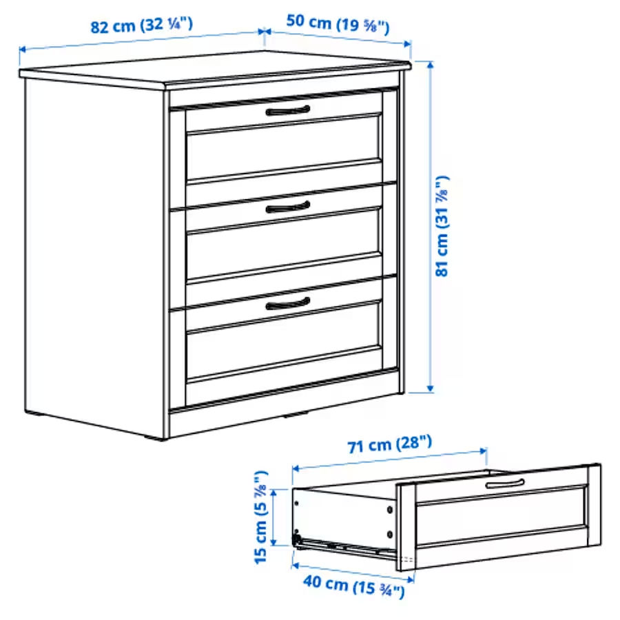 Comodă IKEA Songesand cu 3 sertare 82x81 foto 5