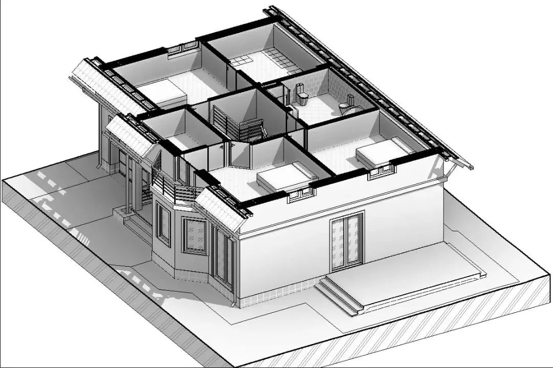 Casă de locuit individuală cu 2 niveluri P+M/stil clasic/140m2/arhitectură/schițe/planuri 3D/proiect foto 7