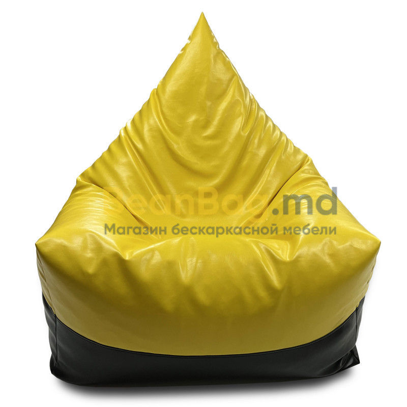 BeanBag Piramida XL din Ecopiele culoare Galbena foto 3