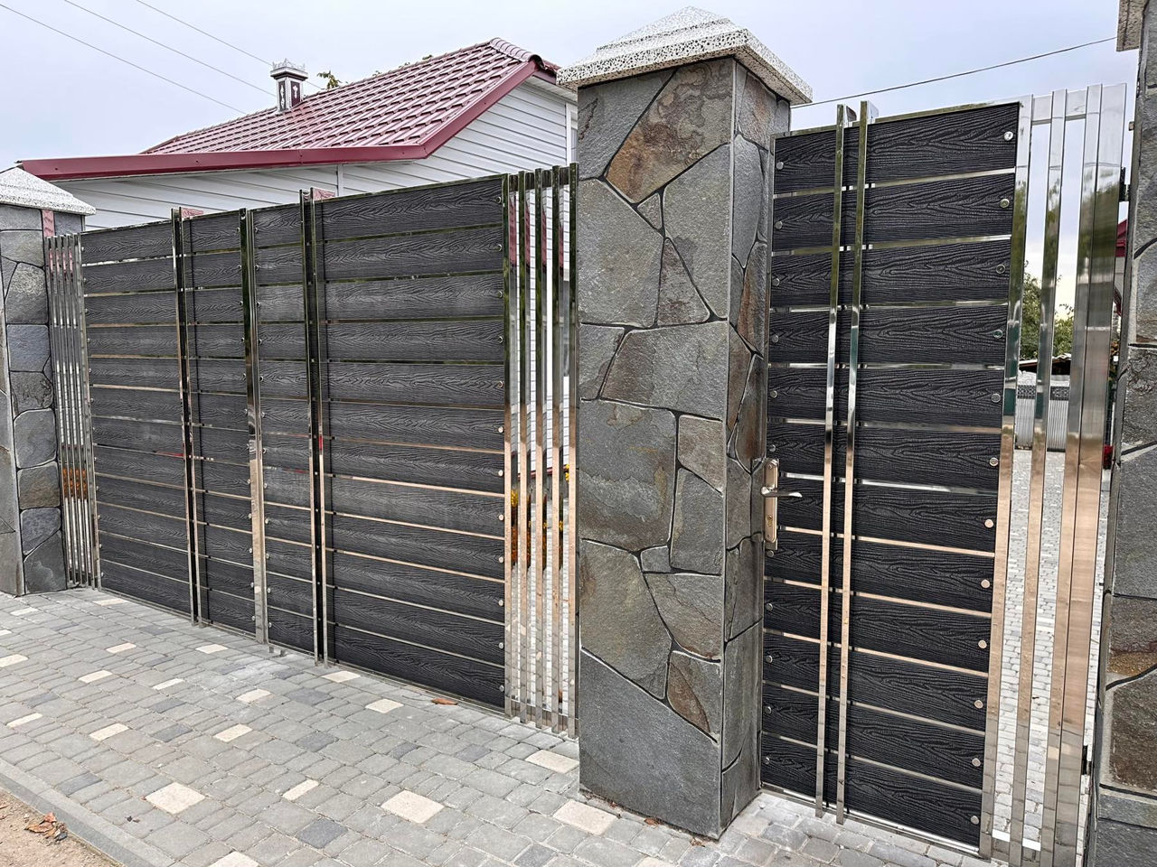 Porti, garduri, fațade, terase, balustrade din profile wpc decking (террасная доска) декинг терассна foto 6