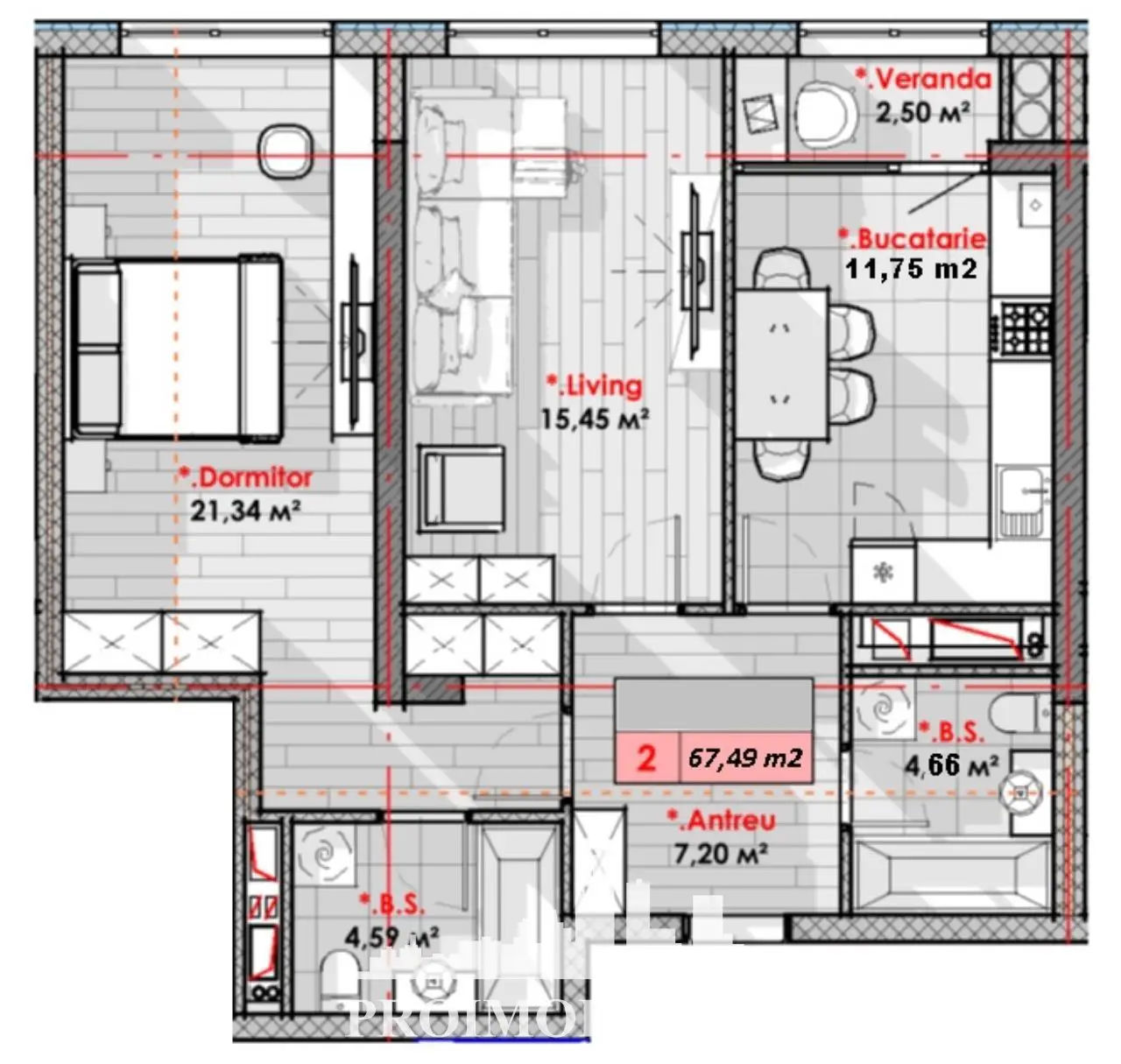 Apartament cu 2 camere, 68 m², Râșcani, Chișinău foto 6