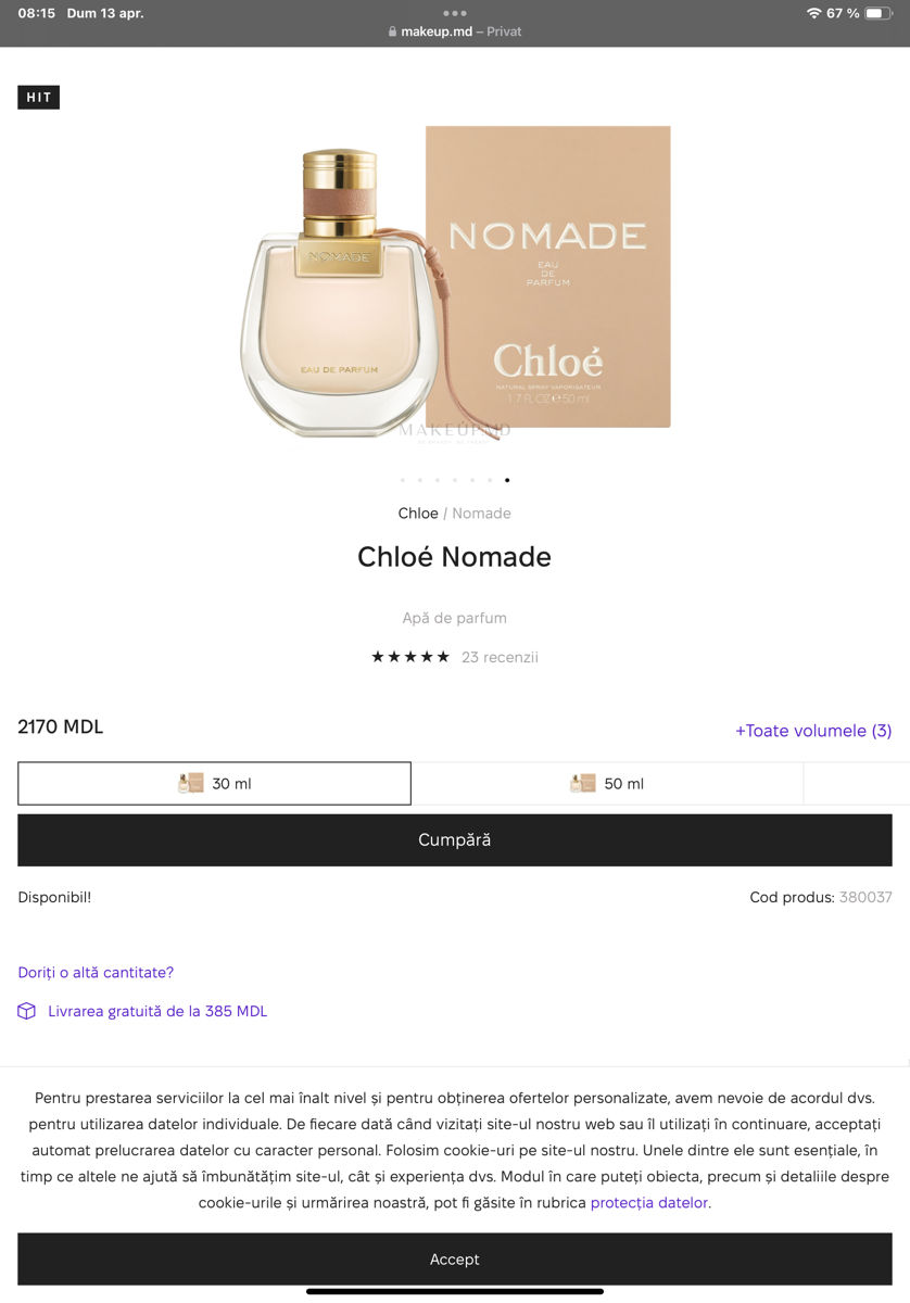 Parfum Chloe’ Nomade 50 ml original foto 6