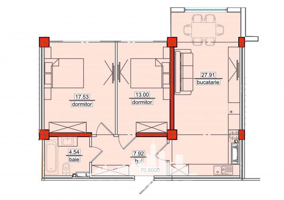 Apartament cu 2 camere, 71 m², Telecentru, Chișinău foto 2