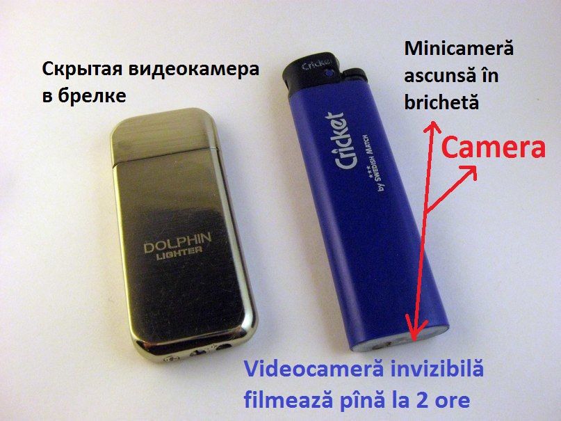 Videocamera ascunsa în breloc, în brichetă , în stilou, în nasture