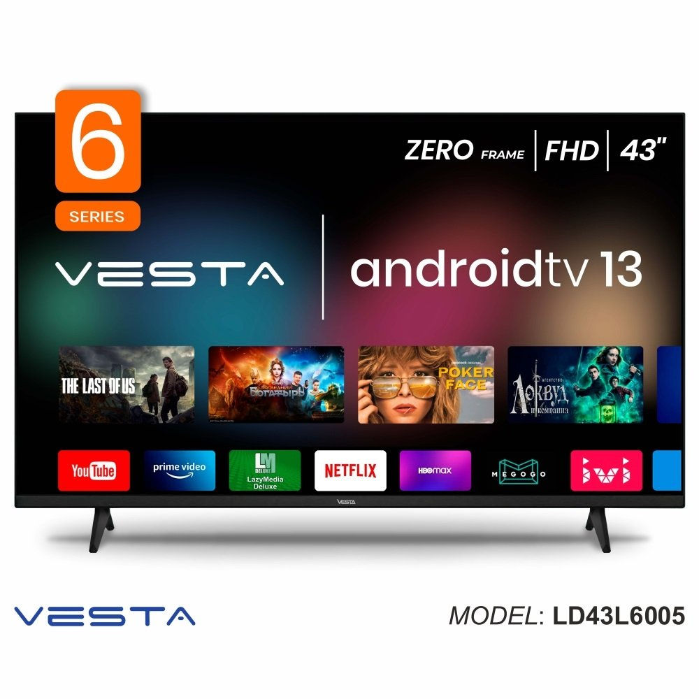 Smart TV Vesta LD43L6005 - FHD DVB-T/T2/C/Ci+ AndroidTV 13 телевизор. Доставка по всей Молдове foto 1