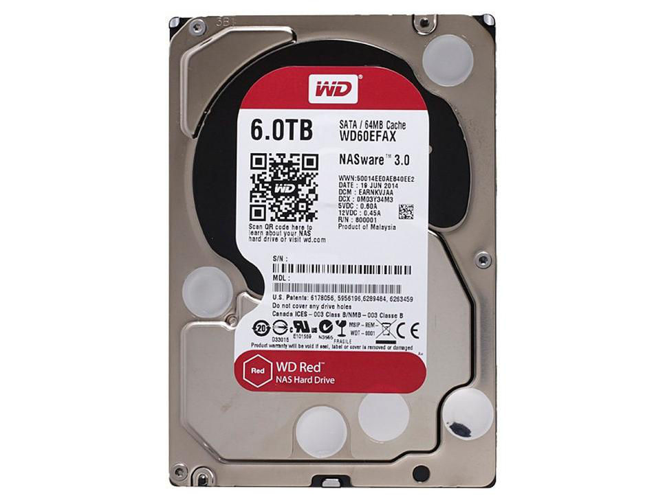 3.5" Hdd 6.0Tb -Sata-256Mb Western Digital "Red (Wd60Efax)", Nas, Smr