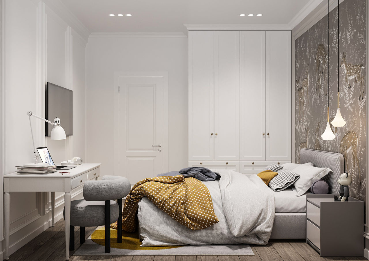 Design interior/stil neoclasic/ Parter /112m2/apartament cu 3 dormitoare/construcții/ 3D/ proiecte foto 10