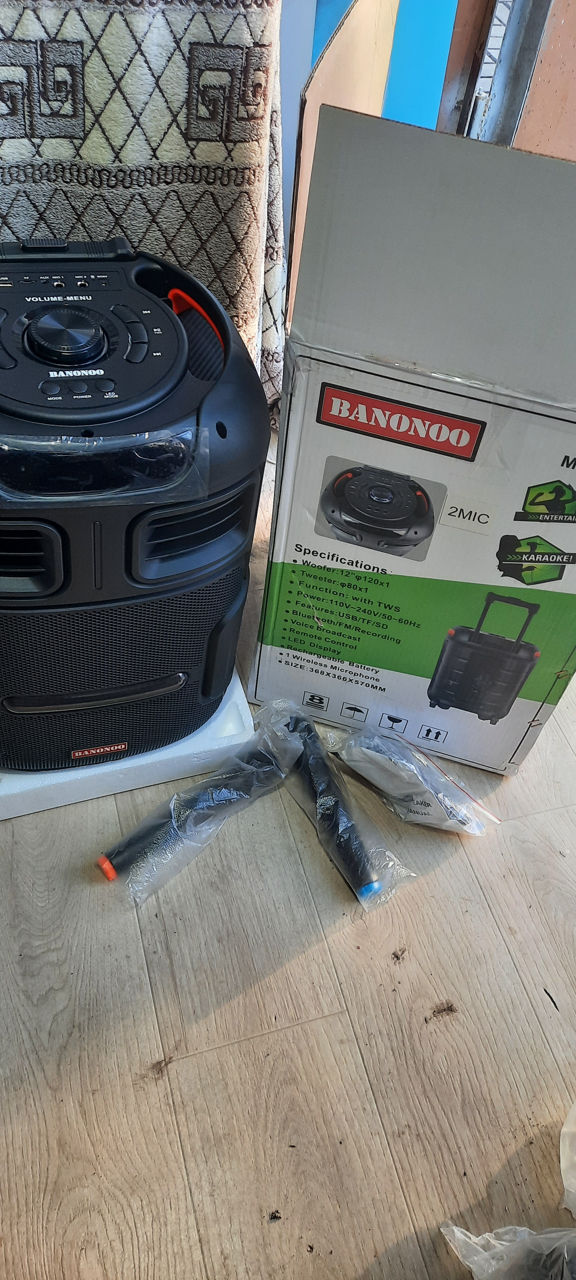 Boxa portativa cu 2 microfoane 300w  foto 3