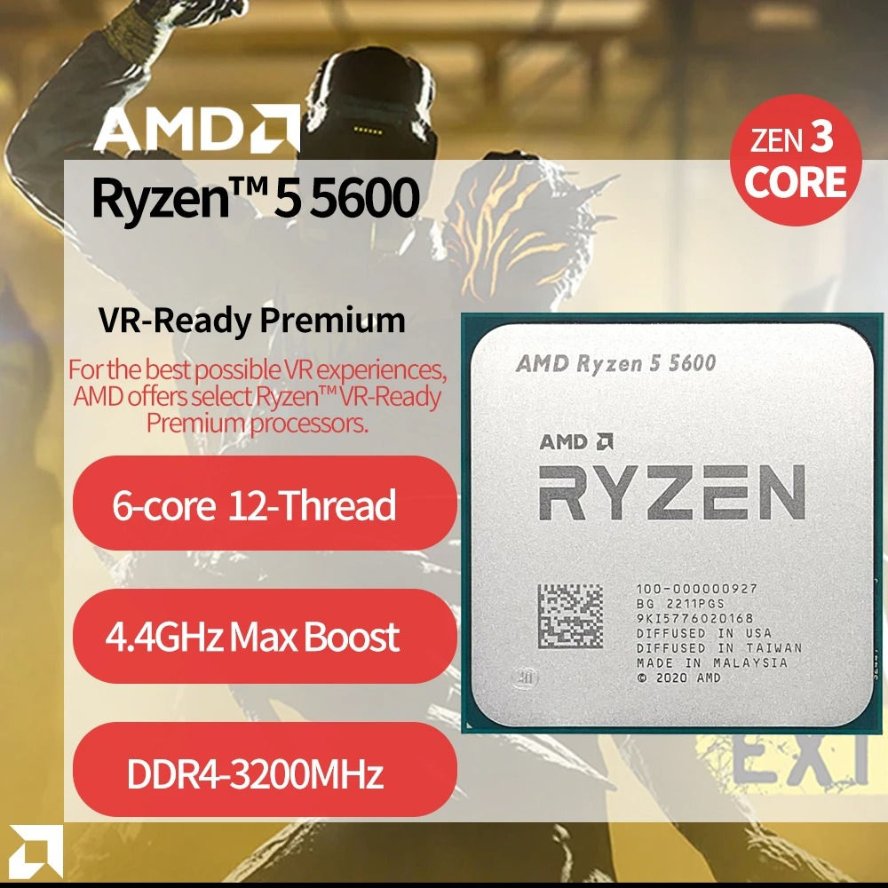 new- AMD Ryzen 5 5600 3.5-4.4GHz, 6Cores+12Threads, L2 3MB, L3 32MB, 7nm, 65W garanție - 24 luni 0% foto 2