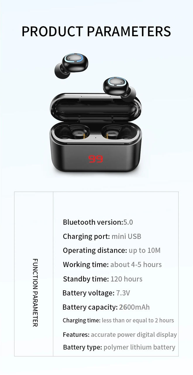 Беспроводные наушники HBQ-Q32 TWS Bluetooth V5.0 с зарядным кейсом и функцией Power Bank фото 4