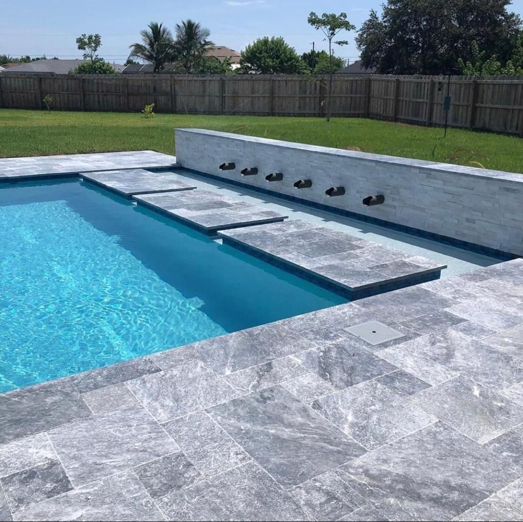 Pavaj din marmură naturală, pavaj sur in curte, bord de piscina sur foto 2