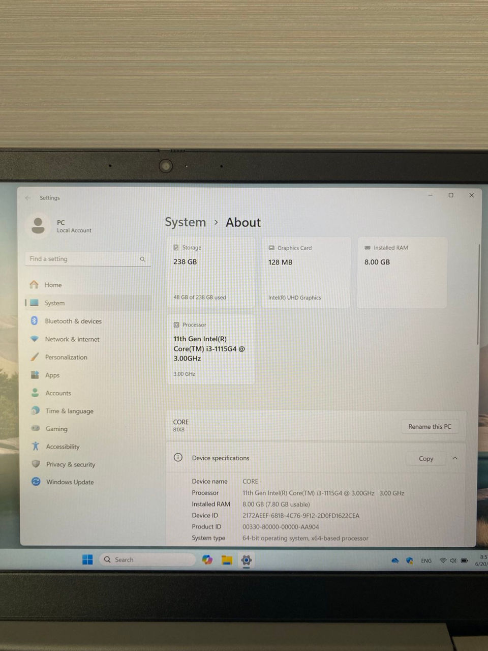 Lenovo IdeaPad 3 15ITL05 Laptop 15.6" - 256GB - Platinum Grey - Intel Core i3-1115G4 3.0GHz - 8GB foto 6