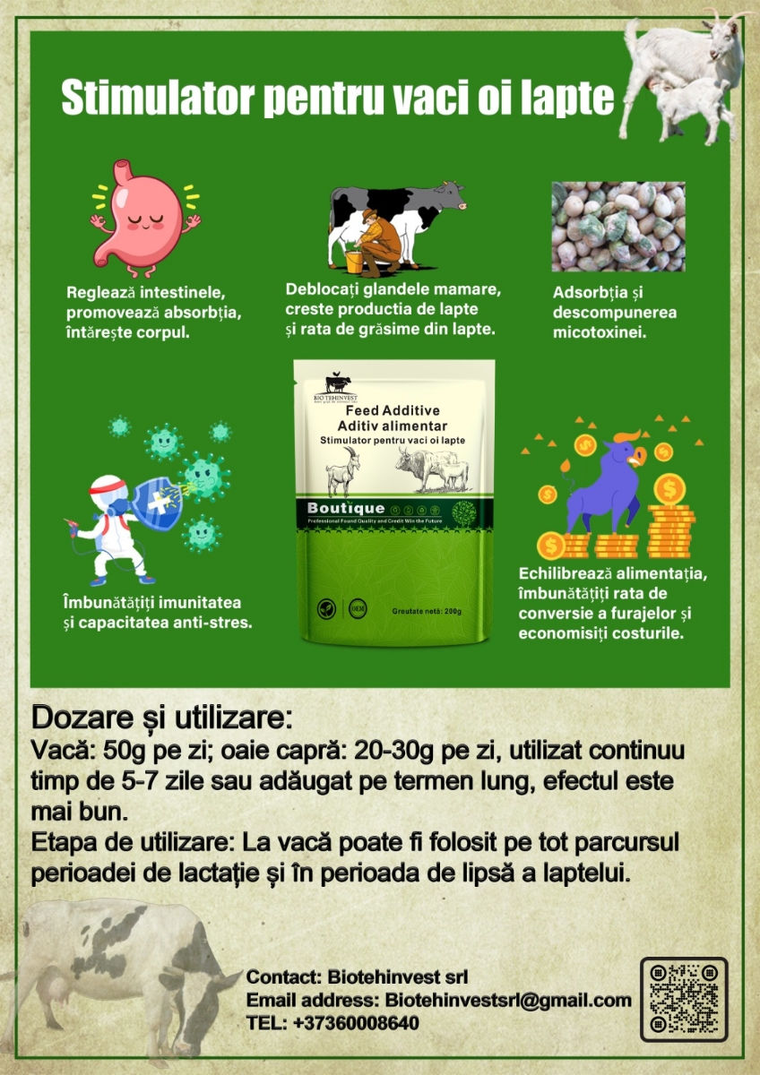 Stimulator la vaca oi si capre lapte premix foto 1