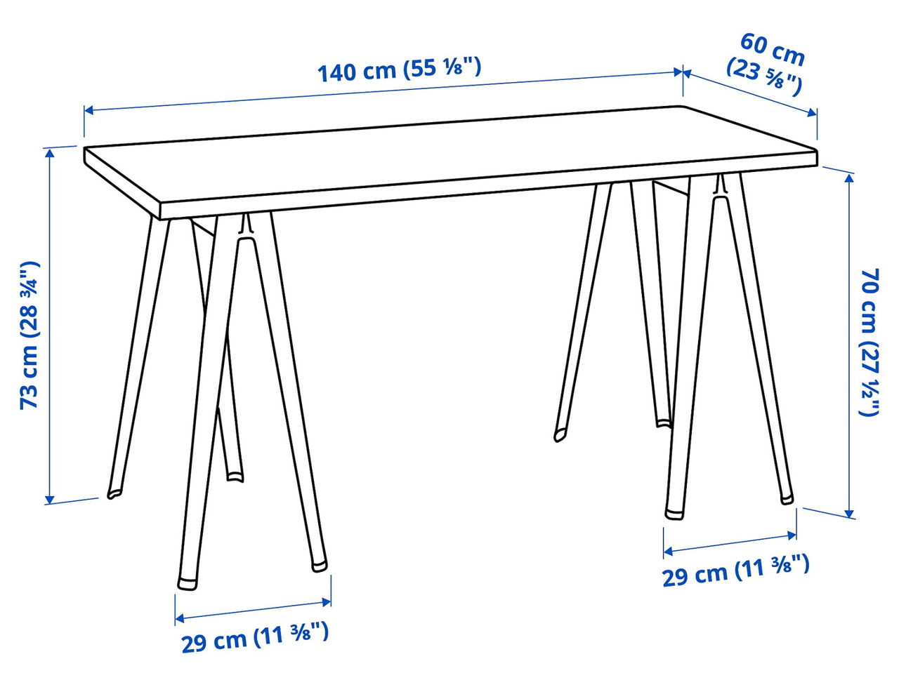 Masă pentru birou Ikea Mittcirkel/Narspel 140x60 фото 4