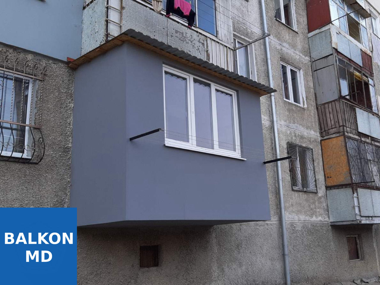 Ремонт балконов, расширение любых серий, хрущёвка, кладка балконов из газоблоков, остекление фото 7