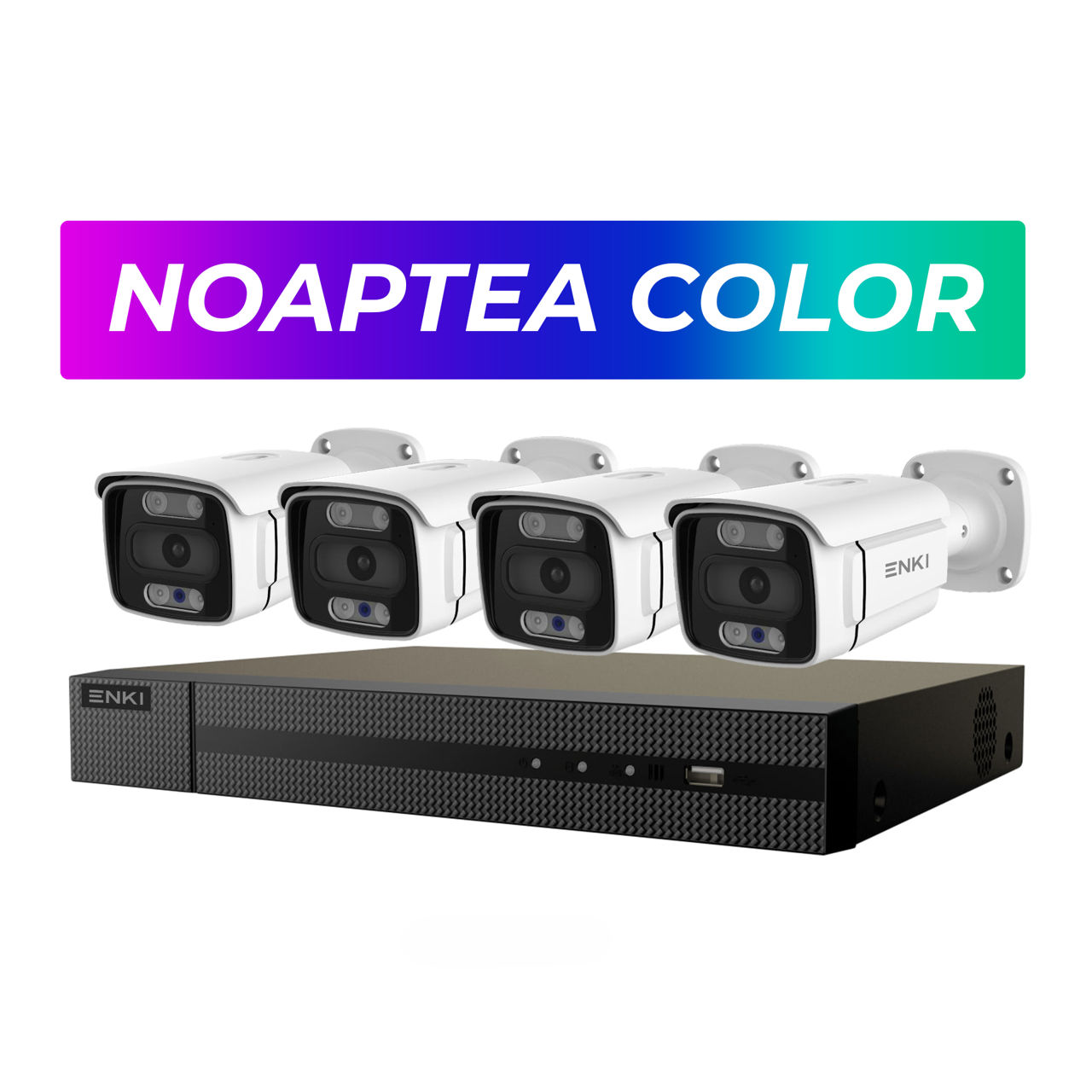 8 Megapixeli Set 4 Camere Enki 4K Color Noaptea Cu Microfon foto 1