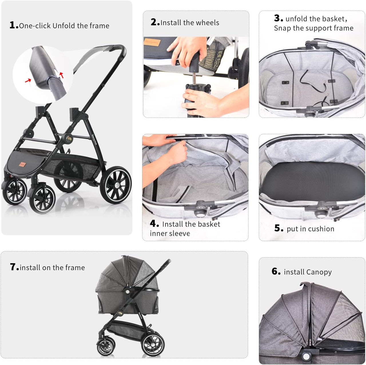 Kenyone Pet Stroller, многофункциональная система для путешествий домашних животных 3 в 1 foto 4