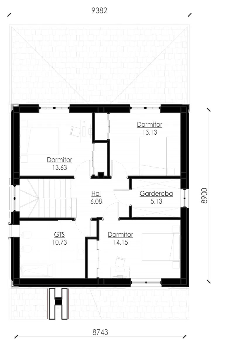 Casă de locuit individuală cu 2 niveluri / P+E / stil neoclasic / 140.45m2 / proiecte / 3D /arhitect foto 6