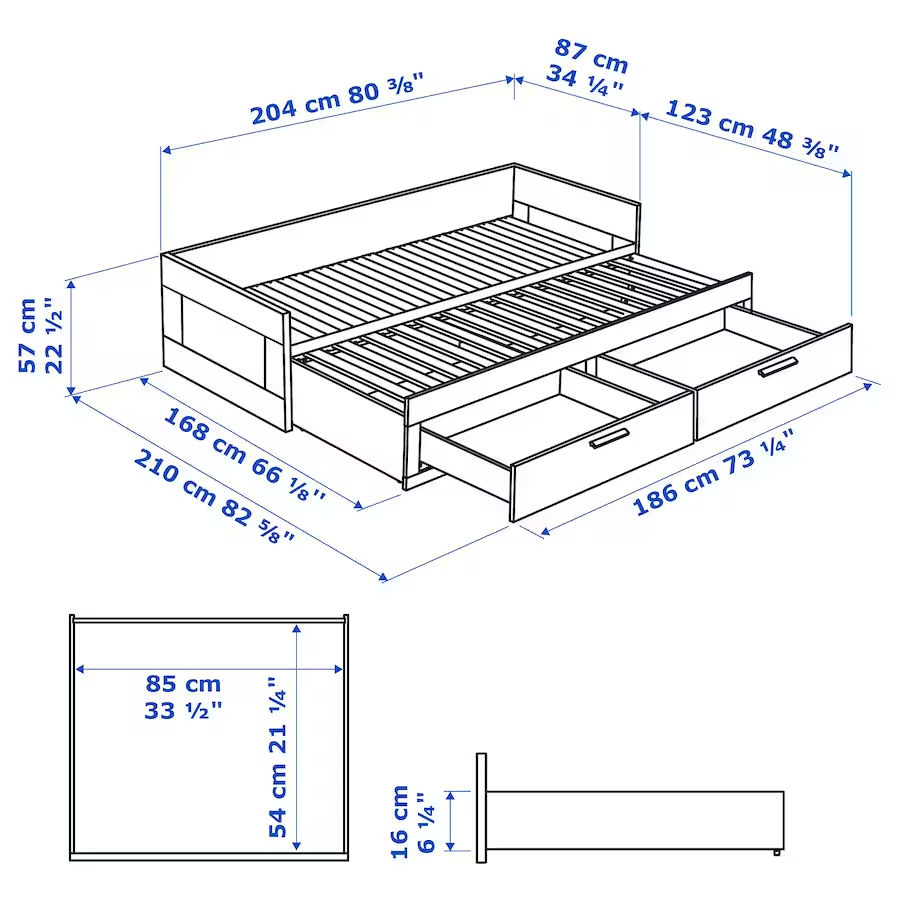 Pat cu 2 sertare IKEA Brimnes 80x200 foto 7