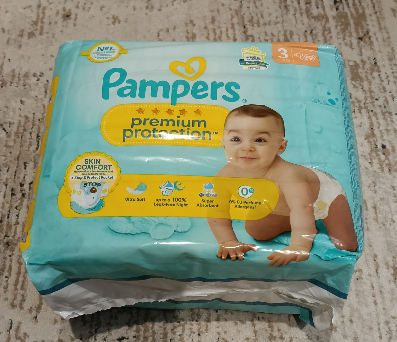 Se vinde ambalaj nou de scutece Pampers Premium protection mărimea 3 6+10 kg 29 buc foto 0