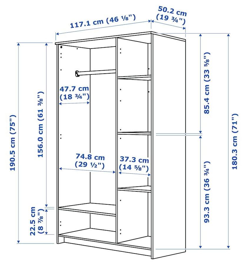Dulap cu oglindă IKEA Brimnes 117x190 - Livrare în toată Moldova! Credit 0% foto 5