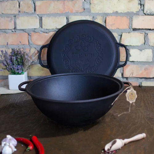 Казан узбекский WOK с крышкой-сковородкой 12 л, Сazan uzbek wok cu capac-tigaie, livrarea gratuita foto 0