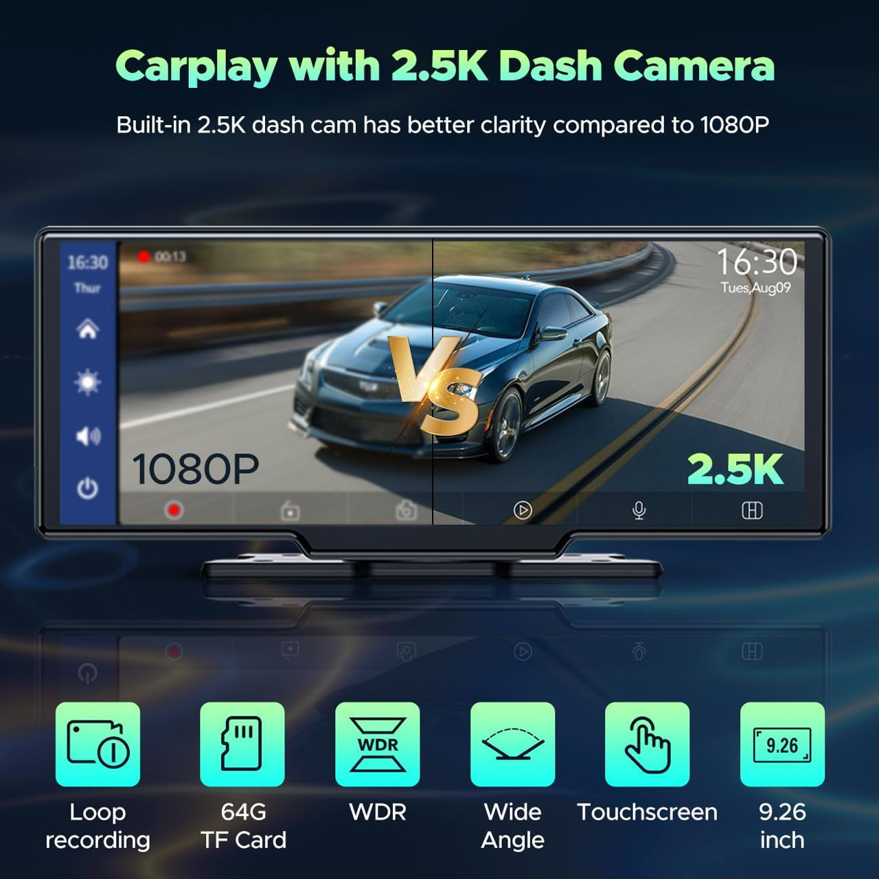 Ecran Wireless CarPlay Android Auto 9 inch foto 3