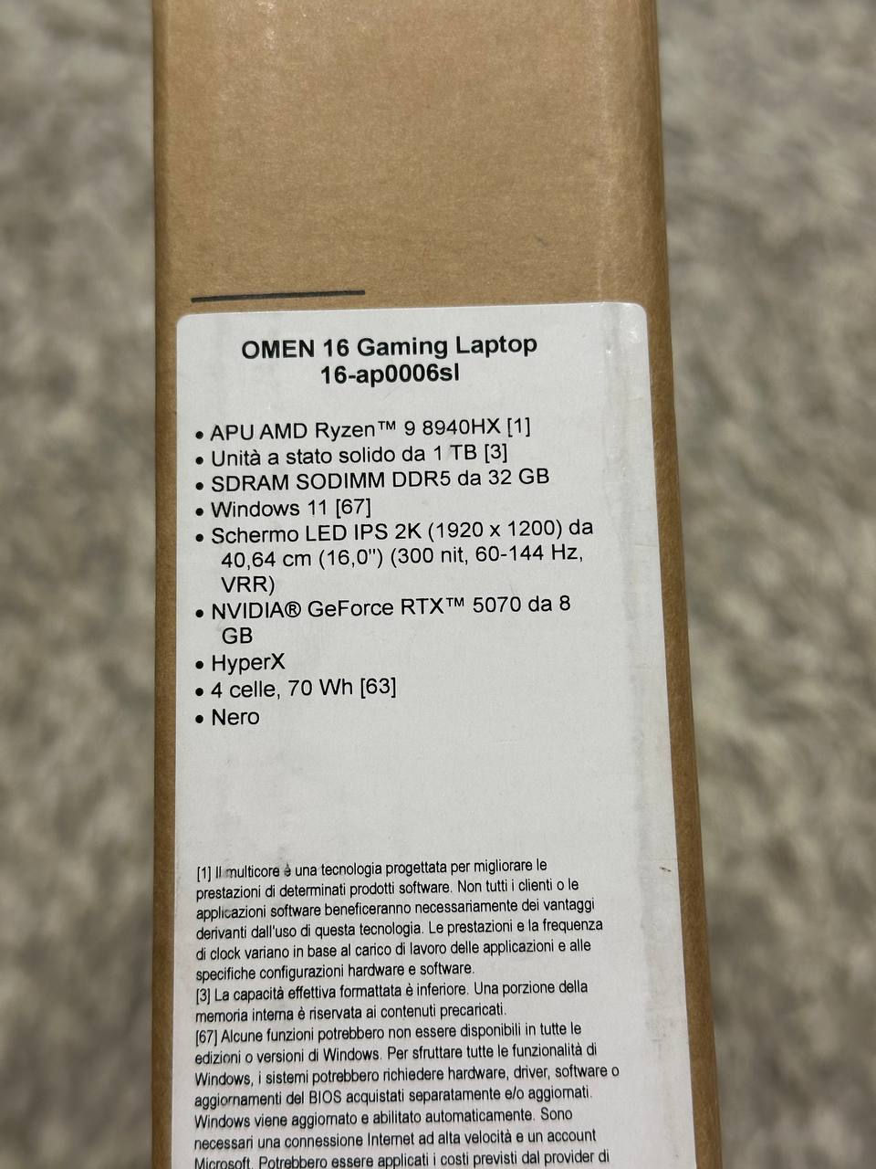 HP Omen 16 ap0006sl Ryzen 9 8940HX 32ГБ 1ТБ SSD RTX 5070 новый запечатанный фото 2