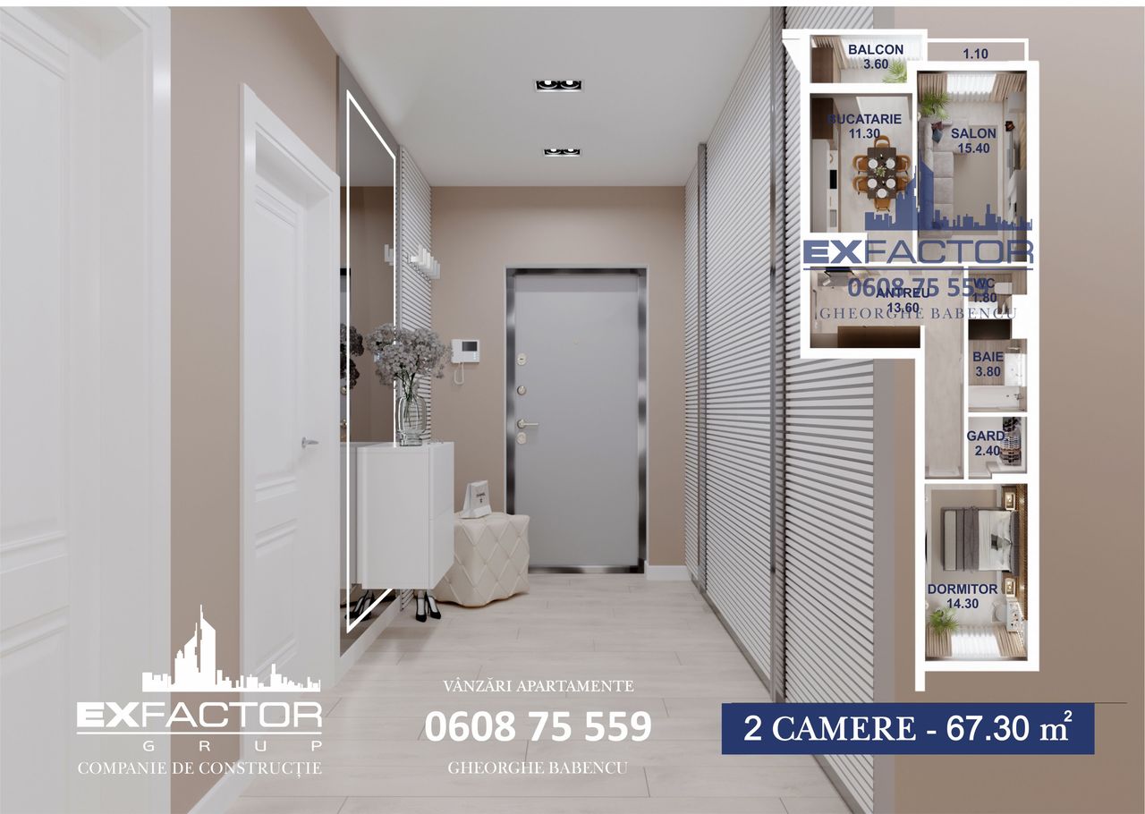 Apartament cu 2 camere, 67 m², Botanica, Chișinău foto 1