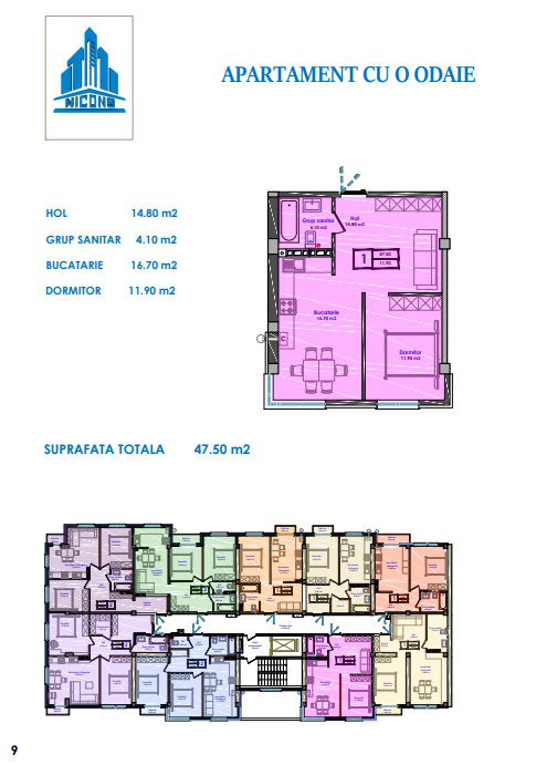 Apartament cu 1 cameră, 43 m², Durlești, Chișinău foto 5