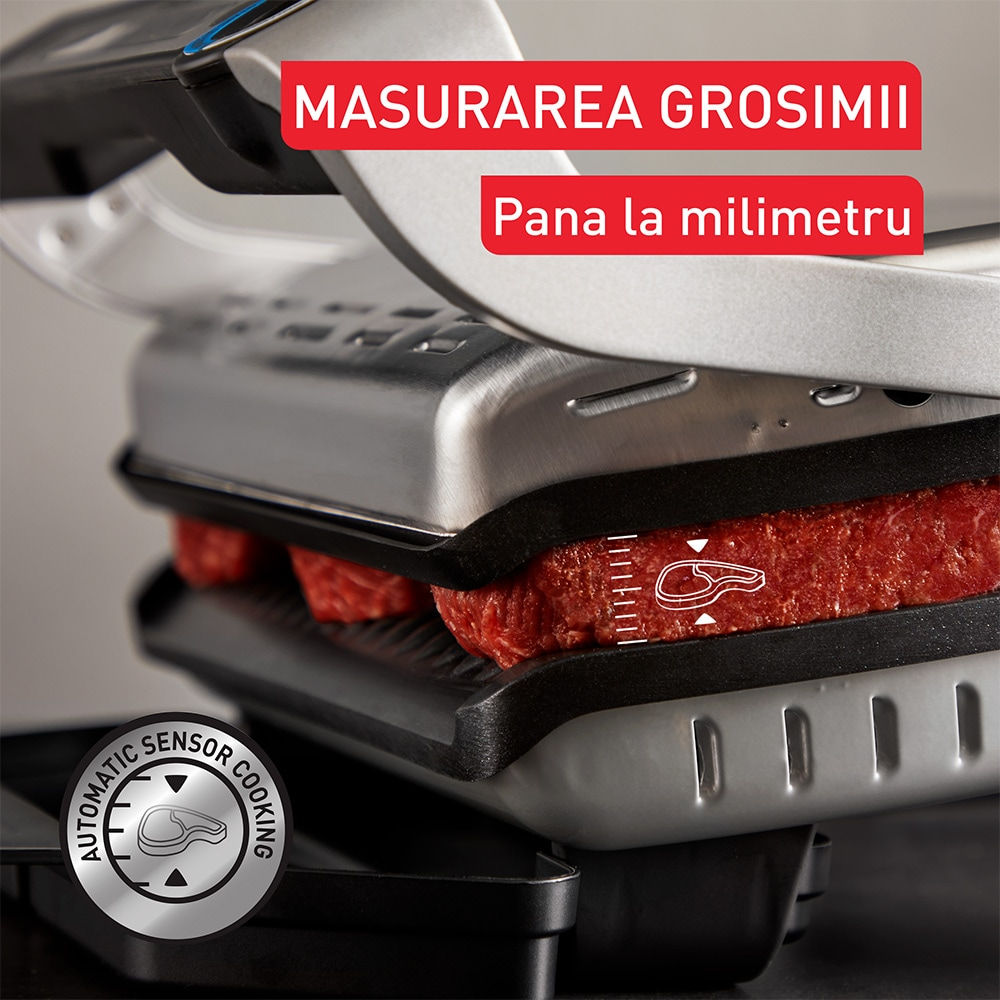 Gratar electric Tefal OptiGrill+ XL GC728D10, 2000W, 9 programe automate, argintiu-negru foto 4