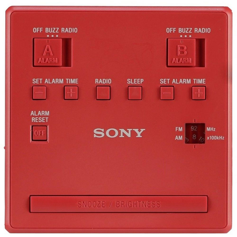 Sony IcfC1T, Red, Clock Radio With Dual Alarm, Am/Fm