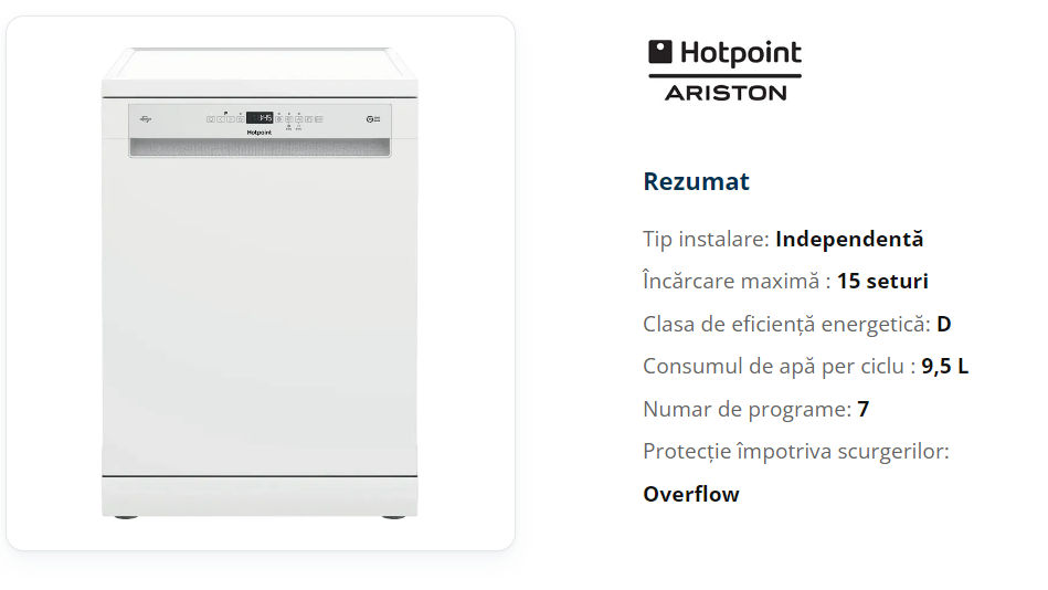 Masina de spalat vase Hotpoint-Ariston- - Produse noi. Bon fiscal si garantie 24 luni. foto 8