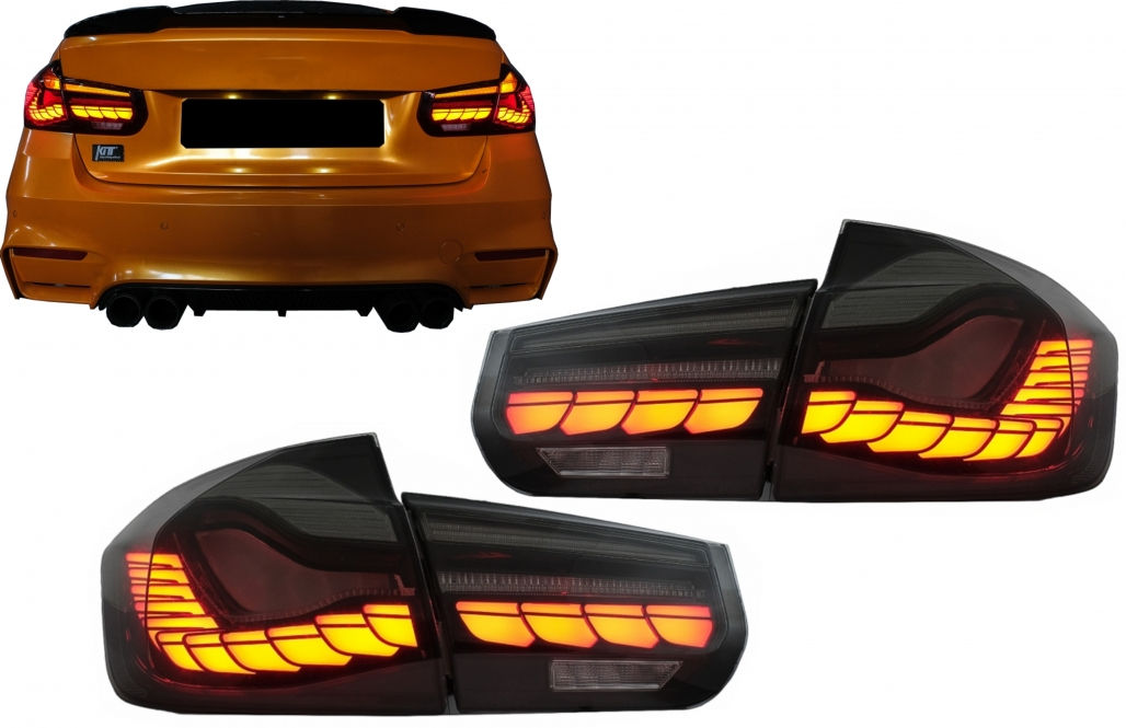 Stopuri OLED compatibil cu BMW Seria 3 F30 (2011-2019) F35 F80 Rosu Fumuriu M4 Design cu Semnal Dina foto 3