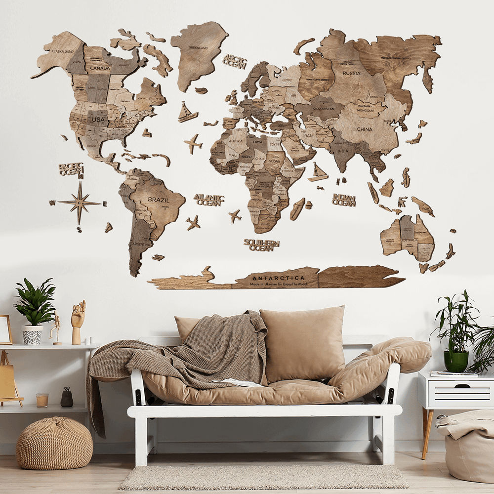 Декорирование интерьера картой мира